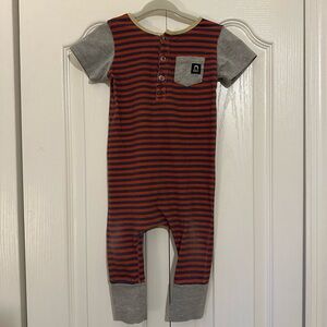 Rags to Raches Red and Navy Striped Romper 12-18 Months